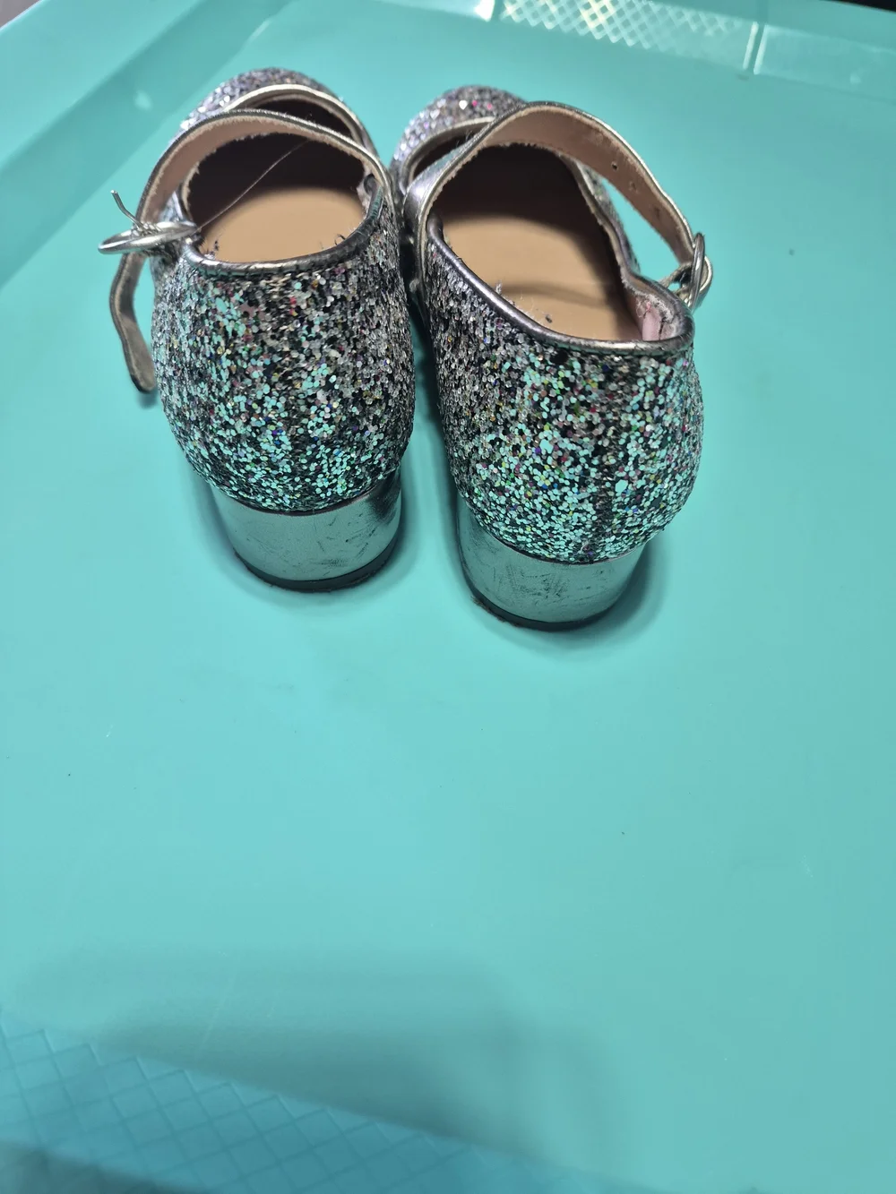 Old Navy Girls' Silver Glitter Mary Jane Shoes